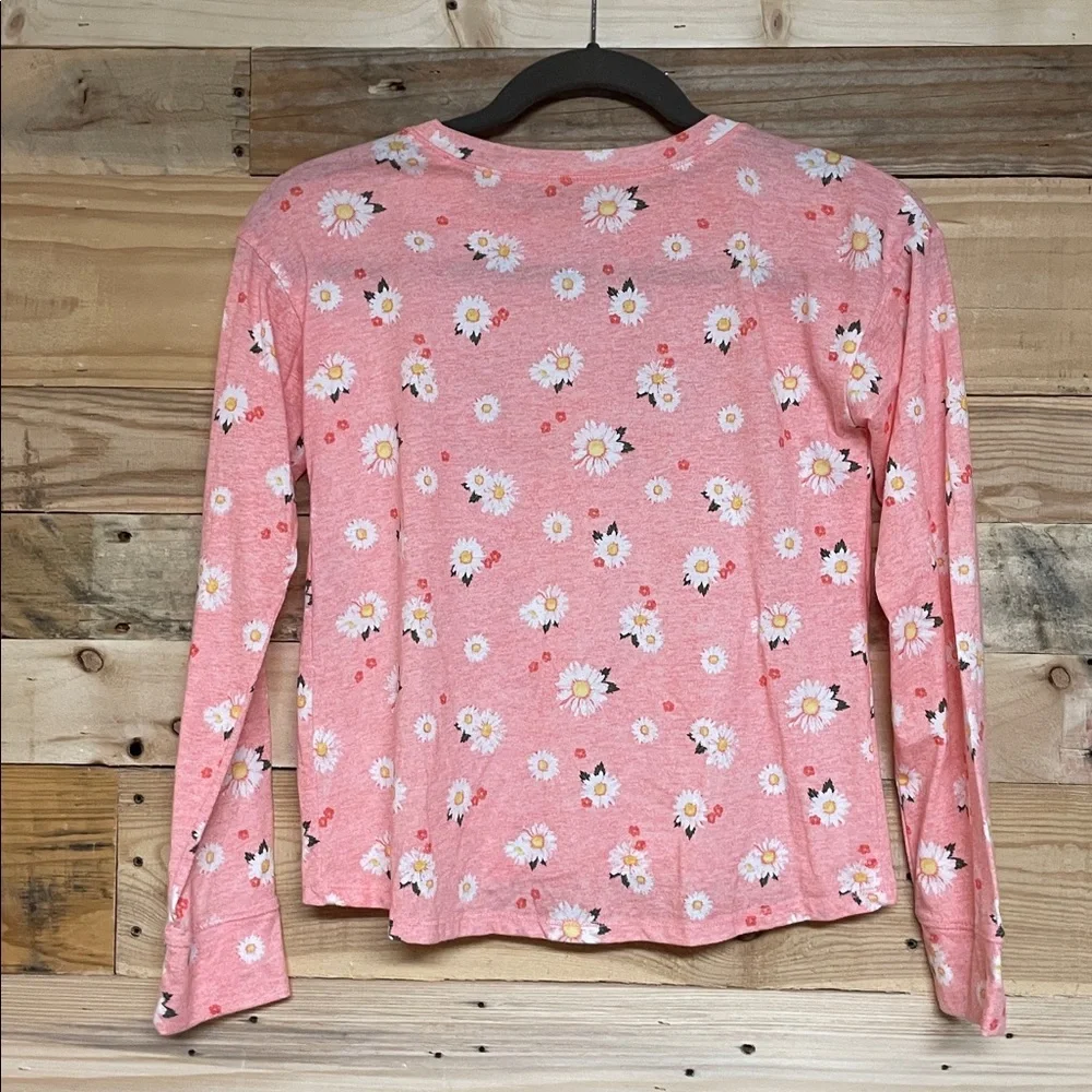 Justice size 10 Pink Floral Lightweight Super Soft Long Sleeve T-Shirt with Logo